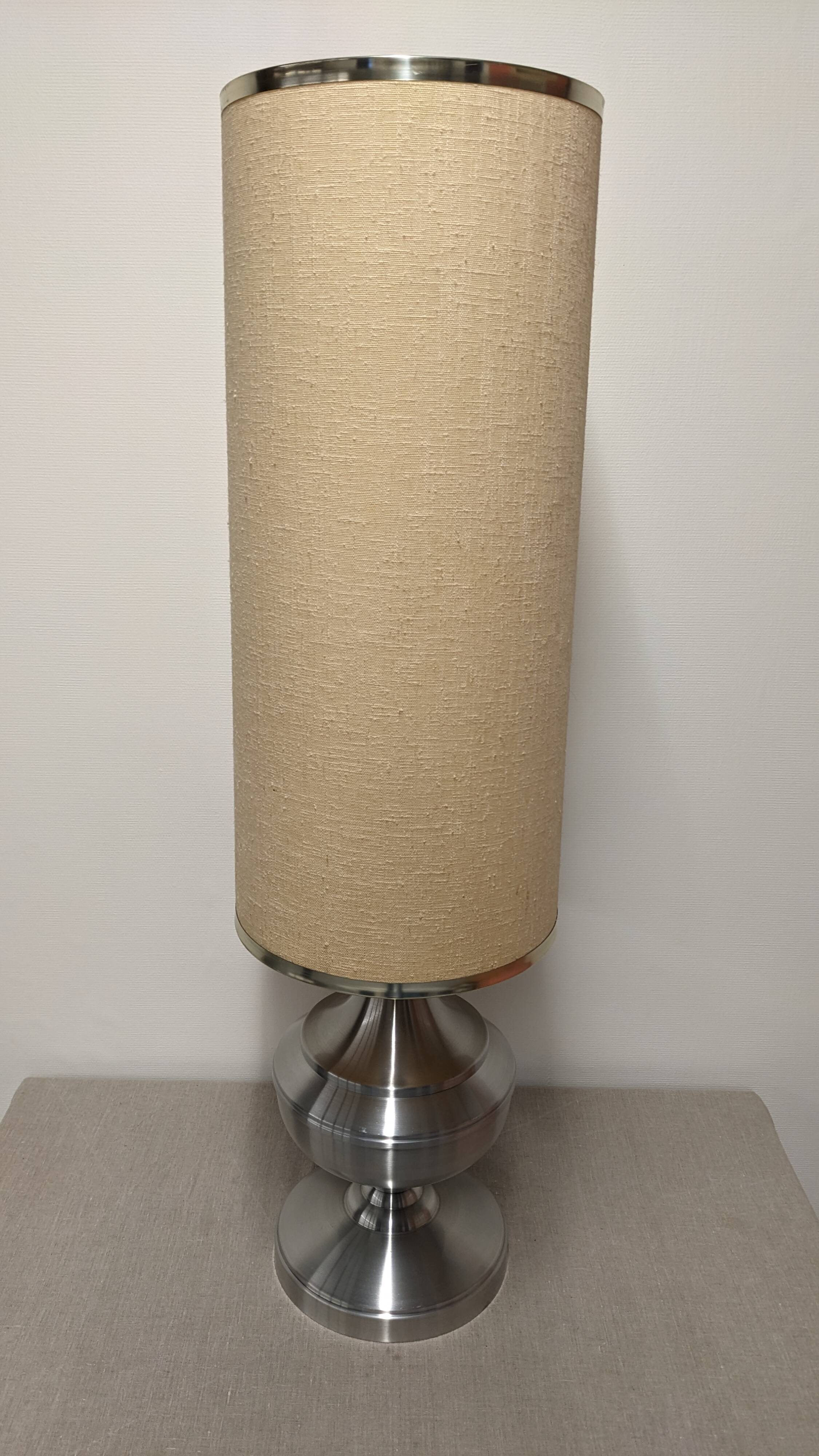 Space age XL living room lamp in brushed aluminium, France circa 1970.