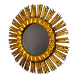 Miroir soleil en bois dorée, mid century, 54cm