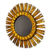 Miroir soleil en bois dorée, mid century, 54cm
