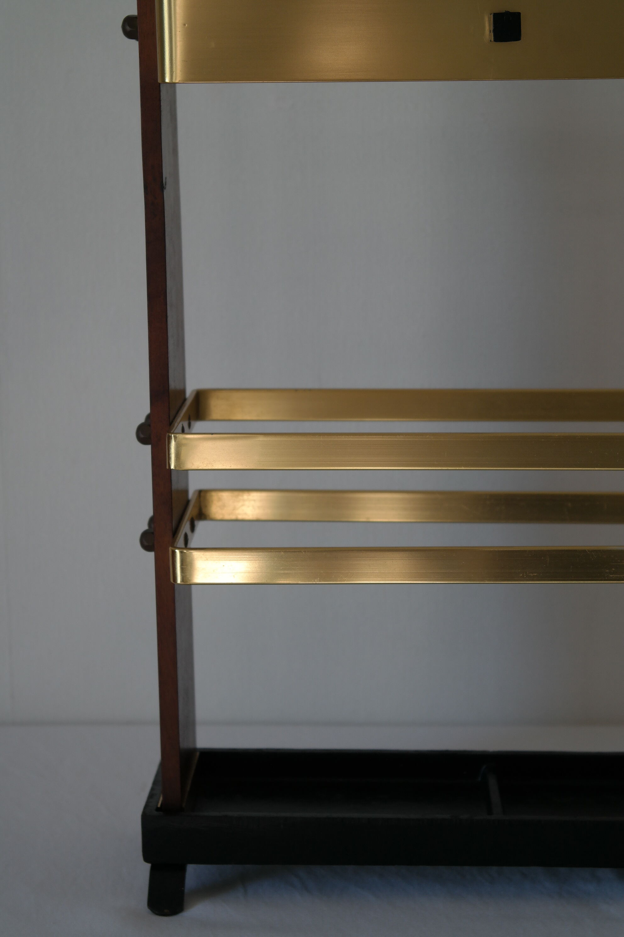 Vintage wooden and brass umbrella holder