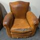 Pair of moustache club armchairs in leather, France, 1930s — to be restored.