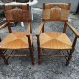 Set of 6 chairs and 2 armchairs, Brutalist style, 1950s