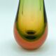 Vintage Big, Tall and Heavy Murano Vase in Green and Orange "Sommerso" Glass
