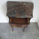 Antique marquetry bedside table, marble top