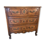 Commode secrétaire époque XIXème en merisier et loupe de frêne