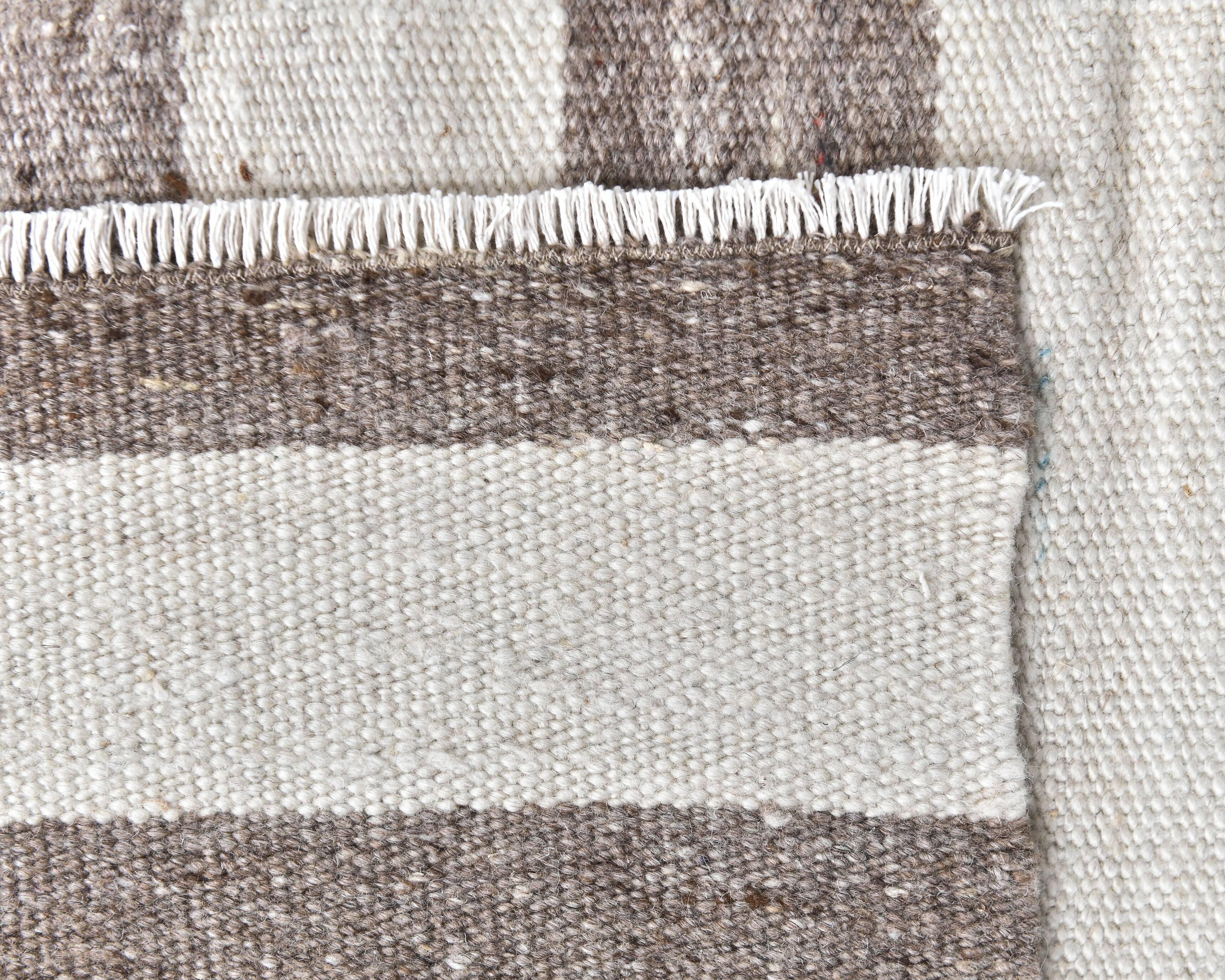 brown cream kilim carpet 120x140 cm, wool washabele rug , organic rug