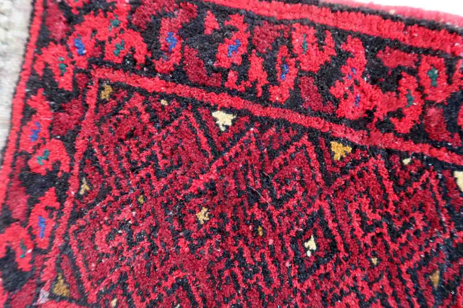 Vintage afghan ersari matte handmade carpet 24cm x 29cm 1970s