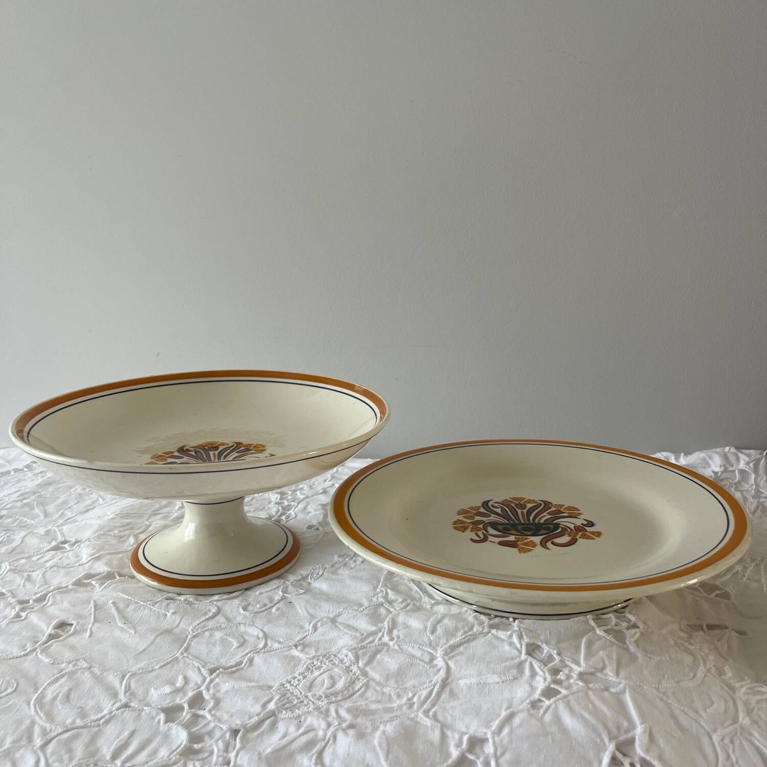 2 Creil and Montereau compote dishes
