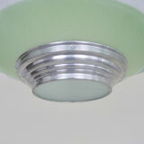 Chandeliers, green glass with floral motifs, art deco ceiling lamp with 1 lights