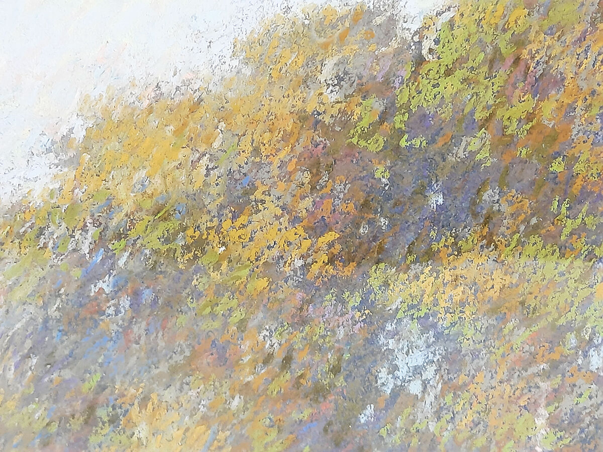 Pastel représentant un paysage au bord de l'eau par Gregory Davies