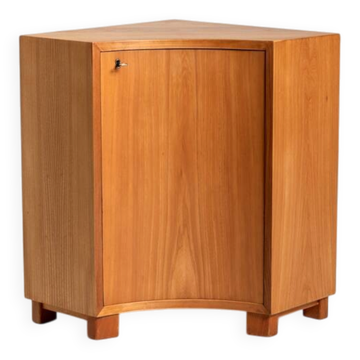 Scandinavian Elm Corner Cabinet, Mid-Century