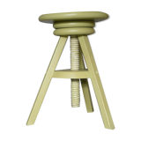 Painted and waxed wooden screw stool