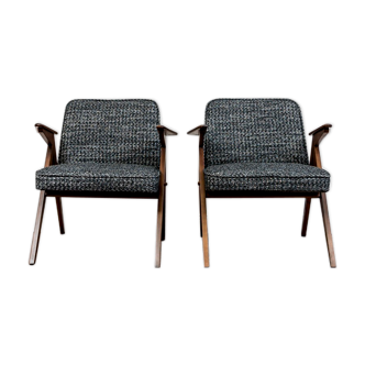 Pair Of Restored Black Armchairs Type 300 177 "Bunny", 1970