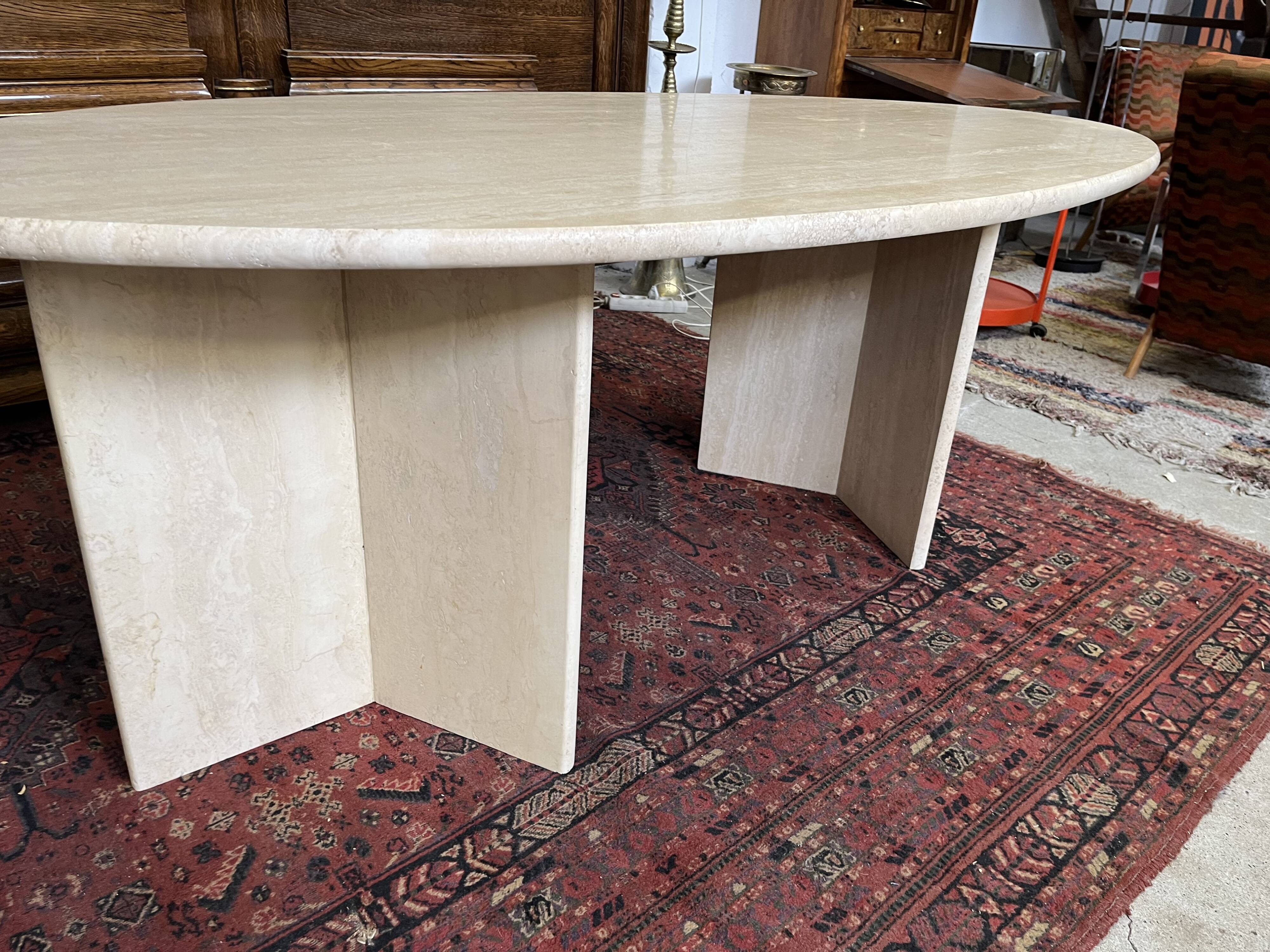 oval travertine table from the 70s