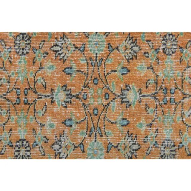 Vintage Turkish Oushak handmade wool cotton orange rug 161x267
