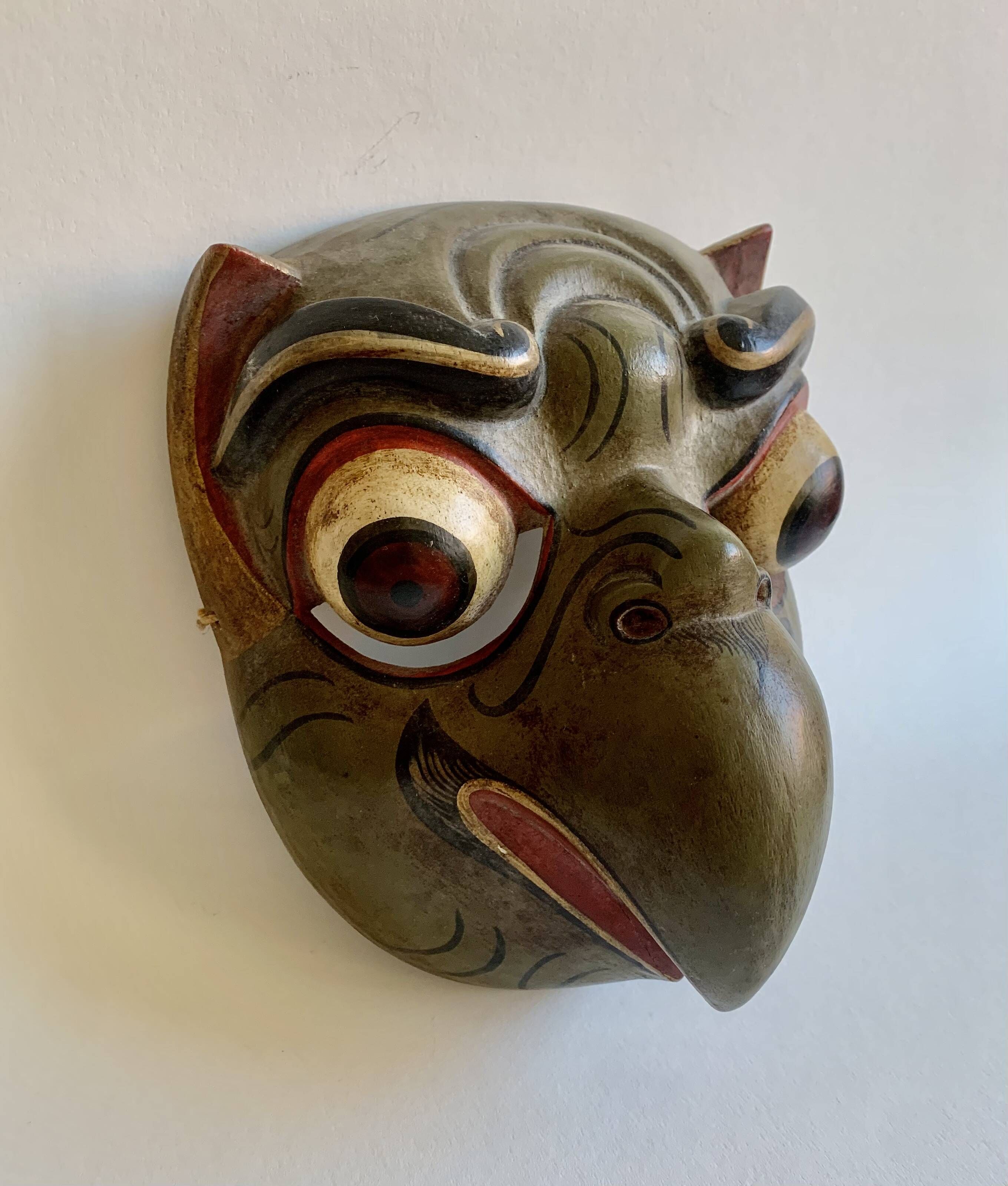 Set of 3 Hand-Carved Old  Wooden Masks South Asia