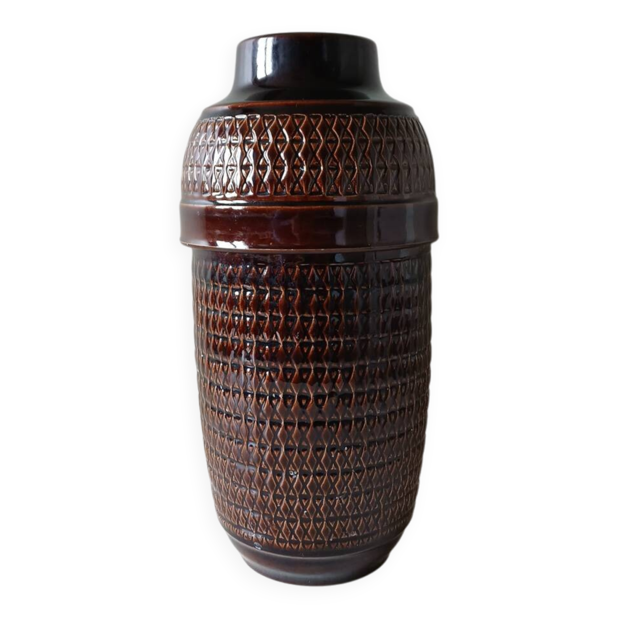 Large floor vase Jasba West Germany 42 cm – Fat Lava brown 1960s