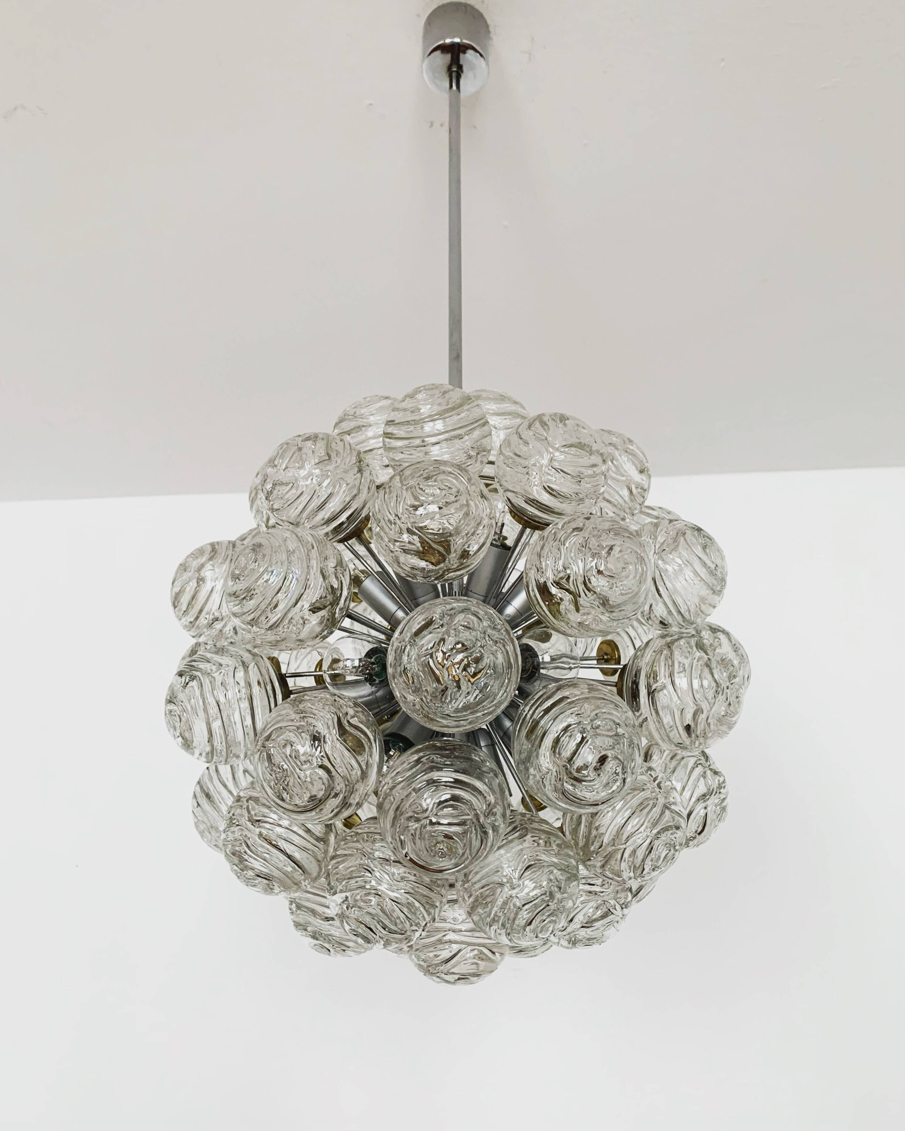 Lustre en verre bullé par Doria