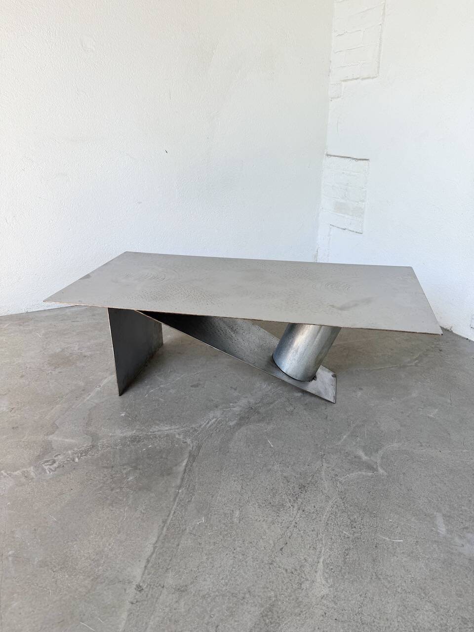 Handcrafted metal coffee table from the 1970s