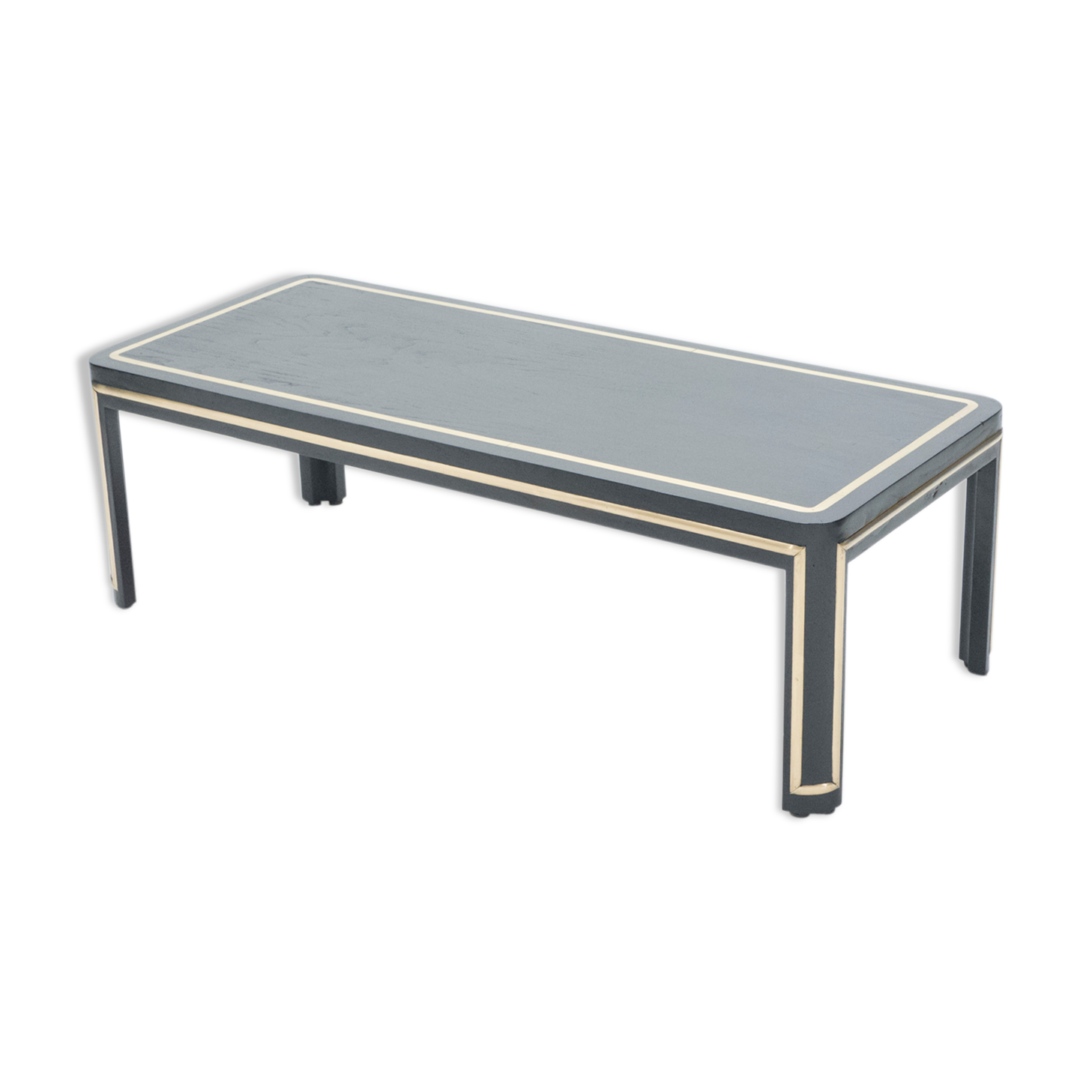 Black wood painted and brass art deco coffee table  circa 1940