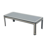 Table basse Art deco bois noir peint et laiton vers 1940