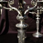 Gallia Christofle Paire 2 Candelabras Chandeliers Silver Bronze Louis XVI H45cm