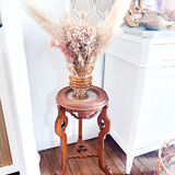 Pedestal table in wood and marble