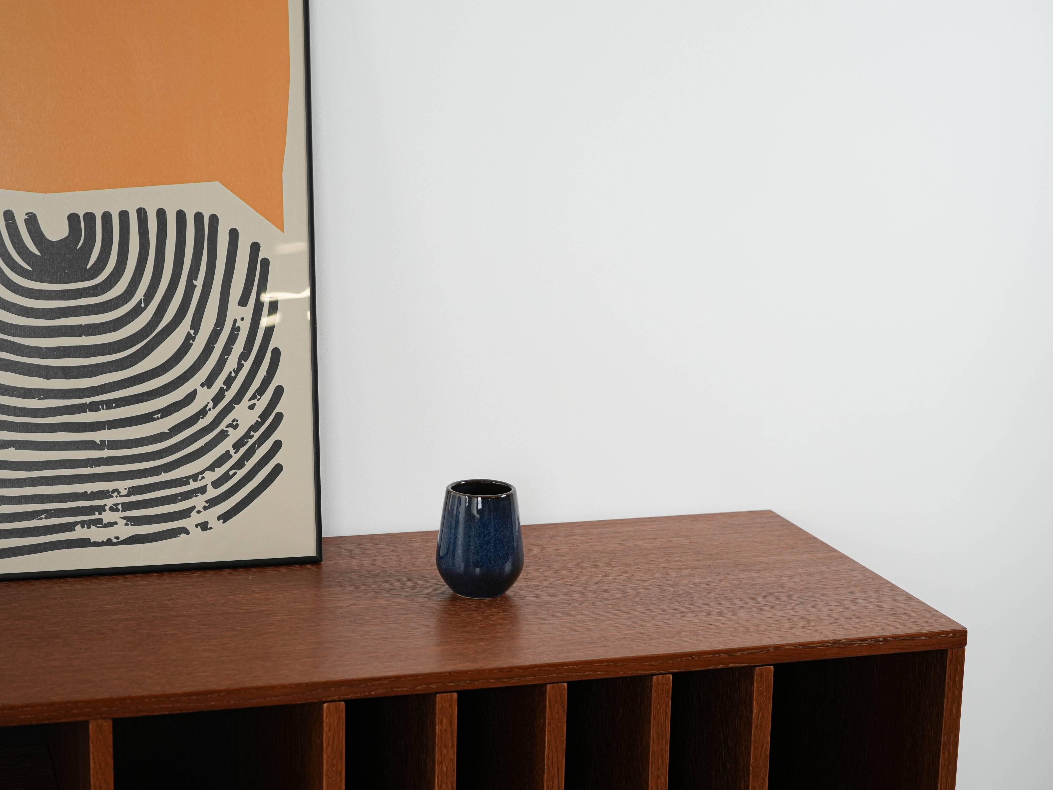 Vase en céramique bleu marine, design danois, années 1970, fabriqué au Danemark