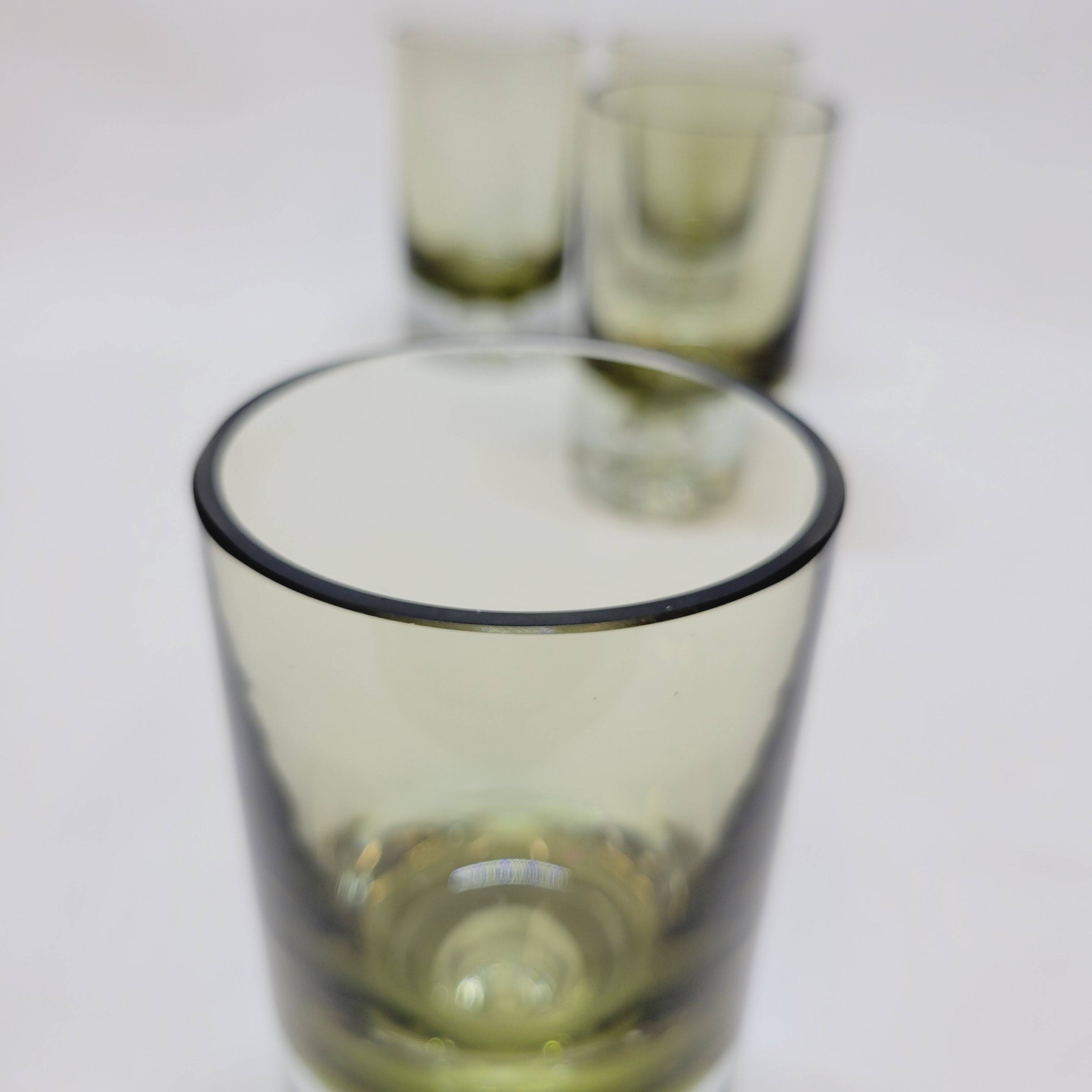 4 vintage whiskey glasses in smoked glass bubble design tapio wirkkala?