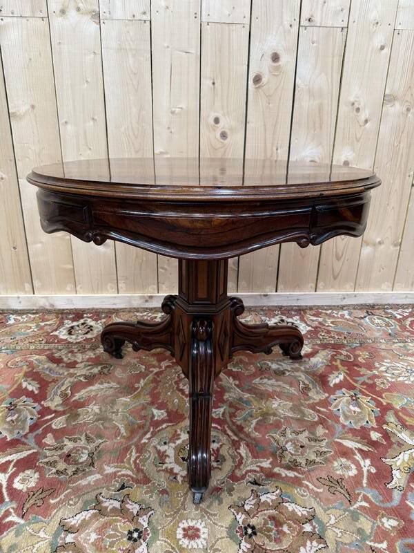 Guéridon tripode Napoléon III en palissandre