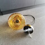 Suspension vintage 70 globe verre jaune