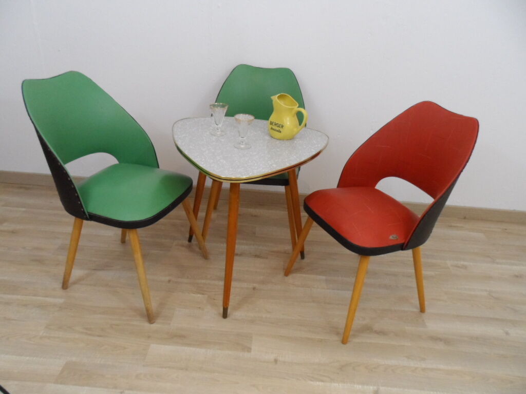 Set of 3 chairs barrel 1950