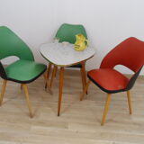 Suite de 3 chaises tonneau 1950