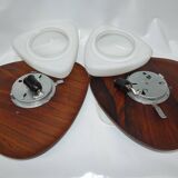 Reggiani, pair of vintage sconces opaline blanche palissandre, 1950, italy