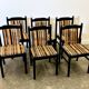 Set of 6 black lacquered chairs with the original 1970s fabric.
