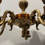 Empire style bronze and copper chandelier, 20th century
