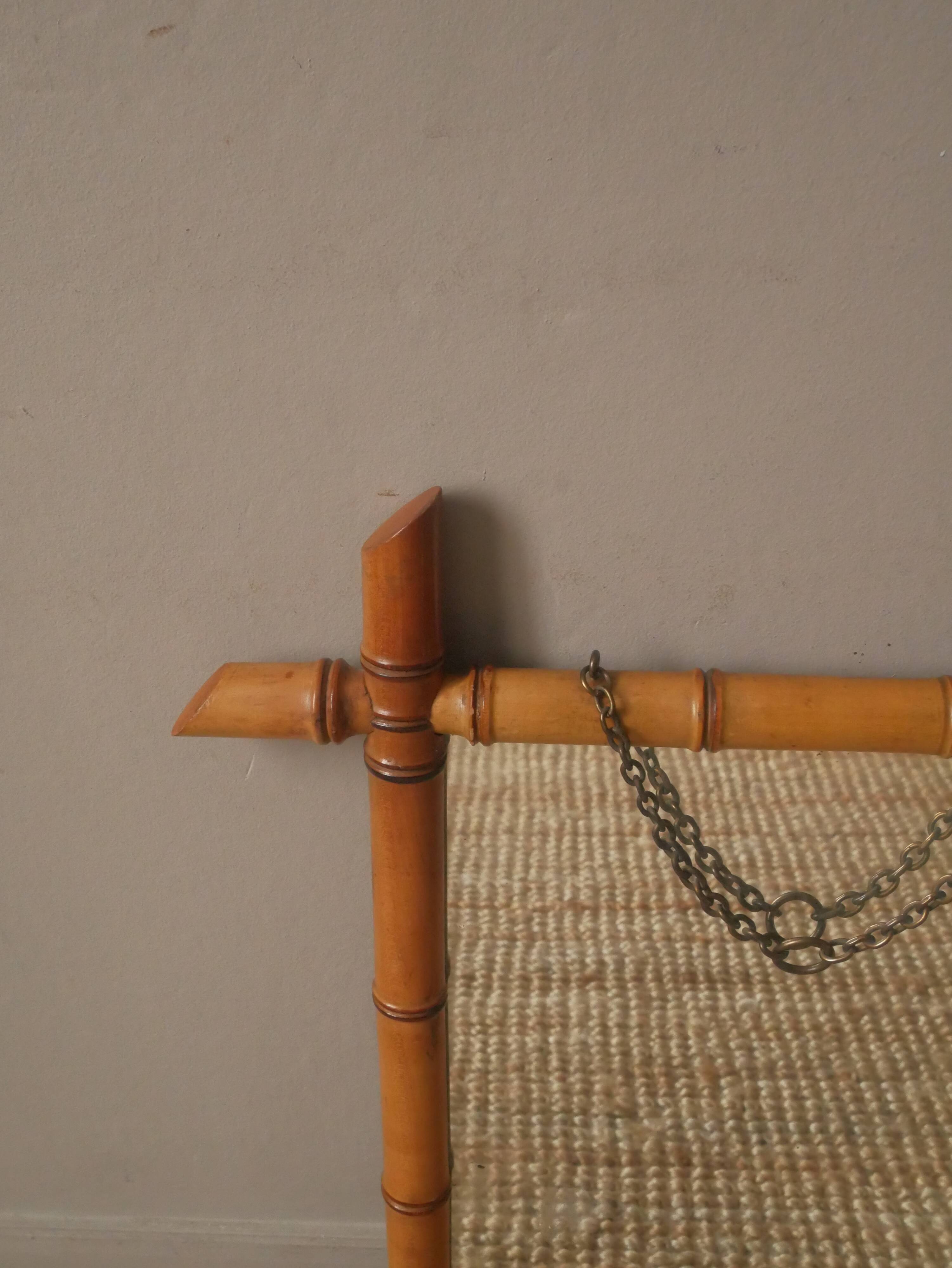 Vintage bamboo wooden mirror with retro bohemian spirit