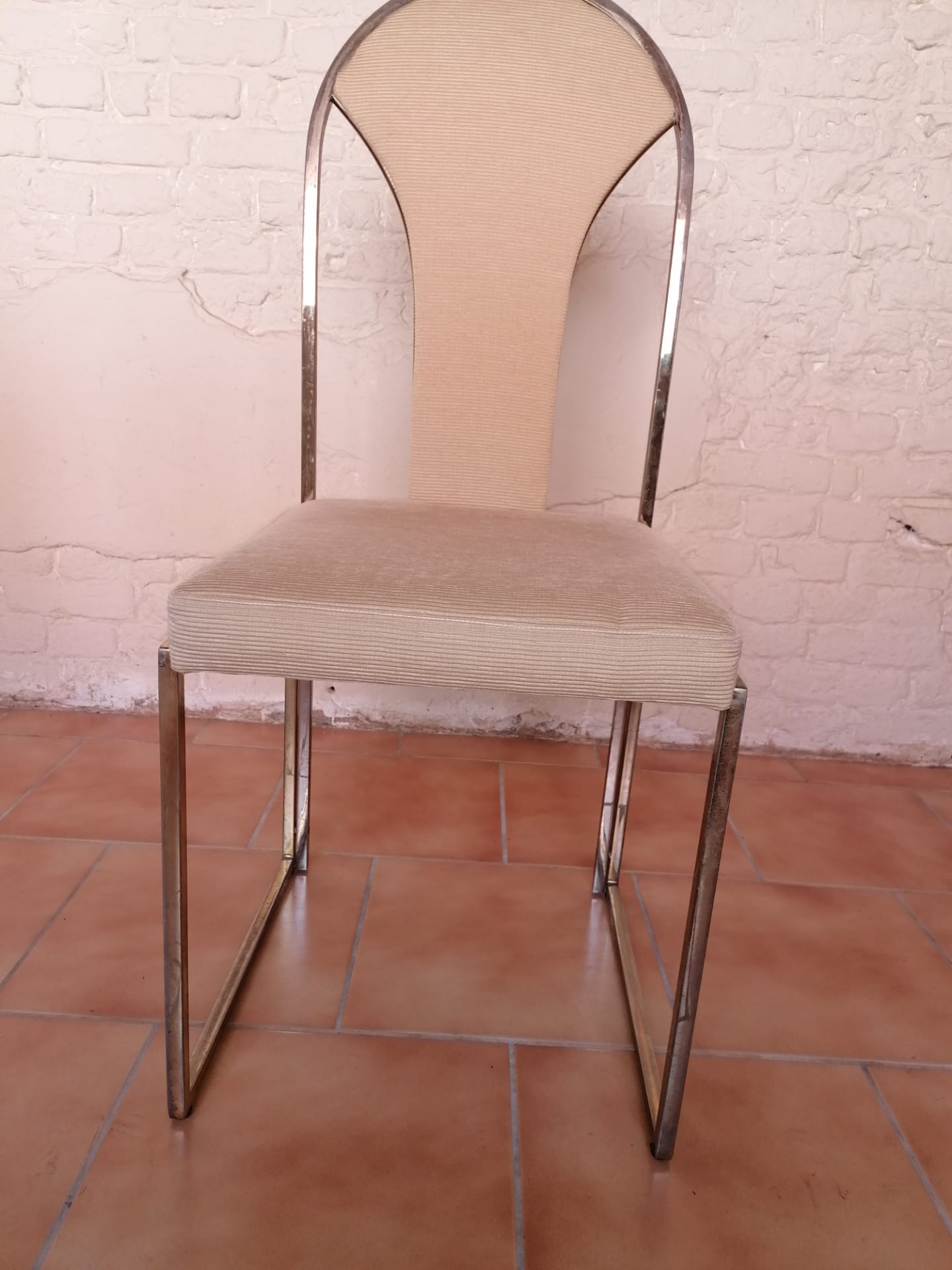 Chaises de salon vintage en laiton de belgo chrome, 1970s