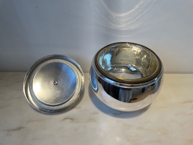 Silver metal ice bucket Apple brand Luxium 1970