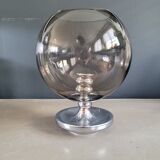 Outdoor glass candle holder in smoked glass and chrome