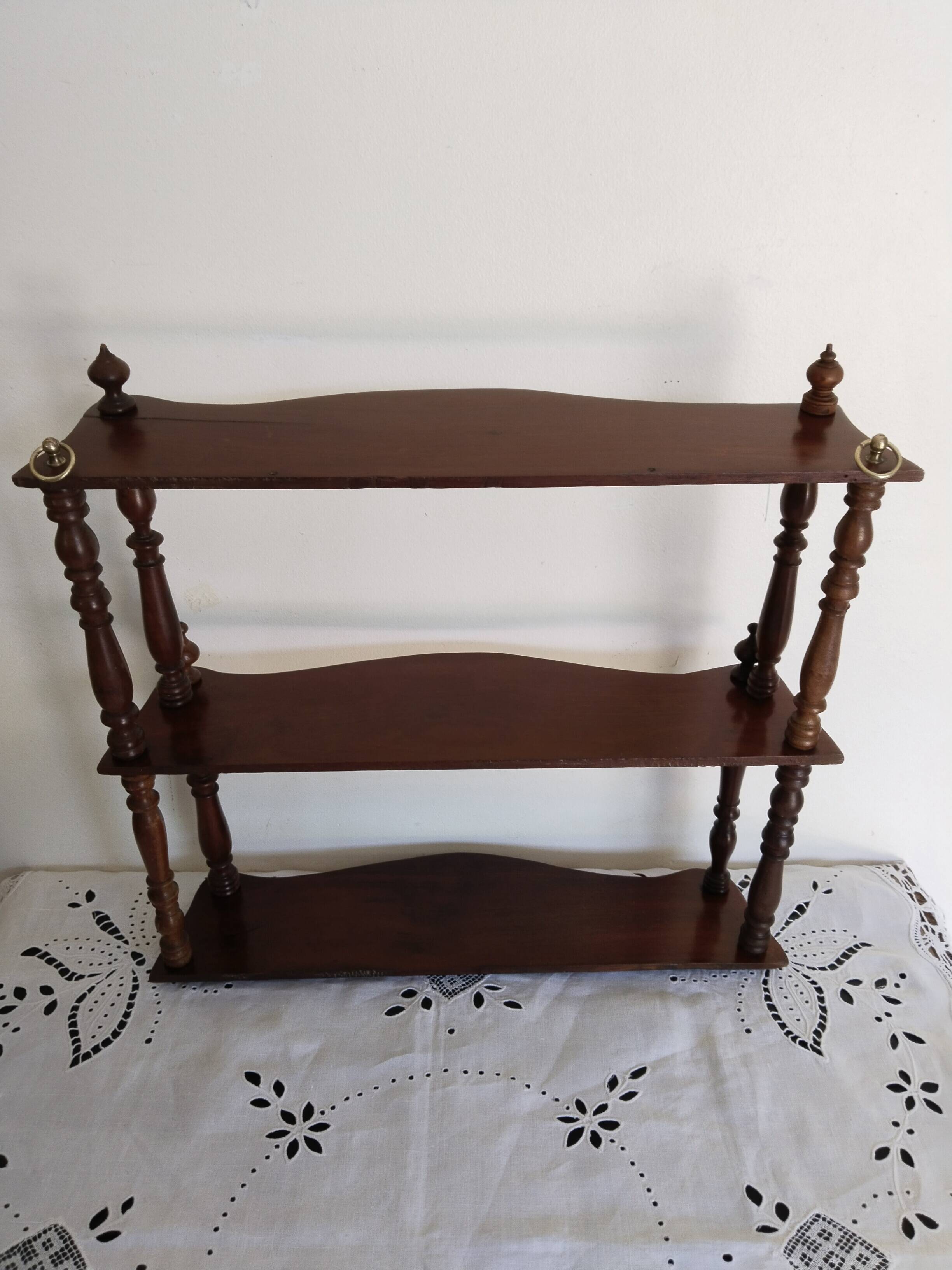 Waxed wooden shelf, vintage, 1950s