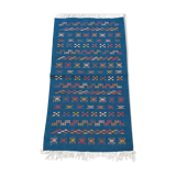 Handmade Berber-patterned blue carpet  137x72cm