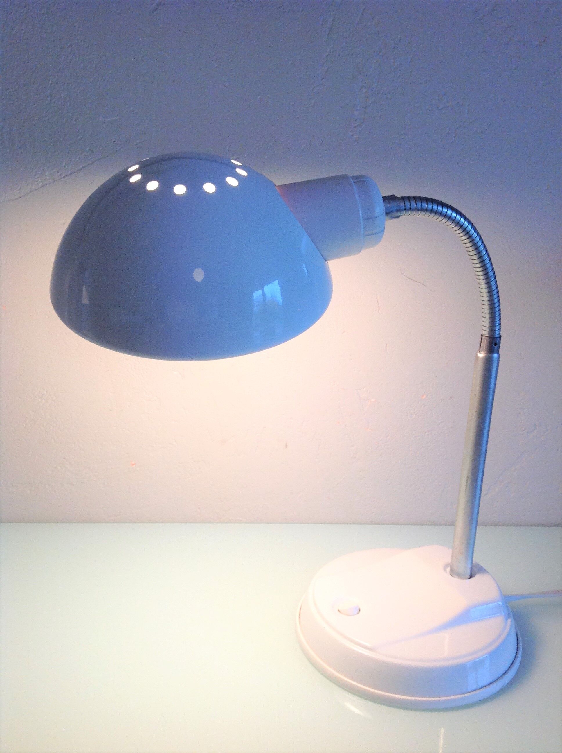 Lampe de bureau en métal blanc vintage années 70/80