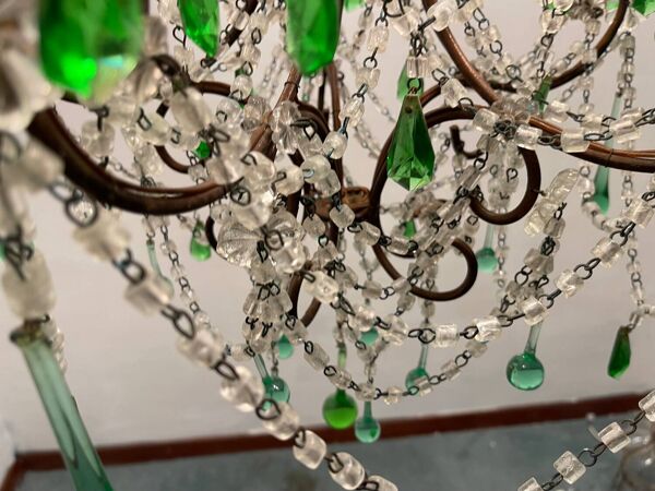 Lustre Macaroni Vert Murano Années 1950