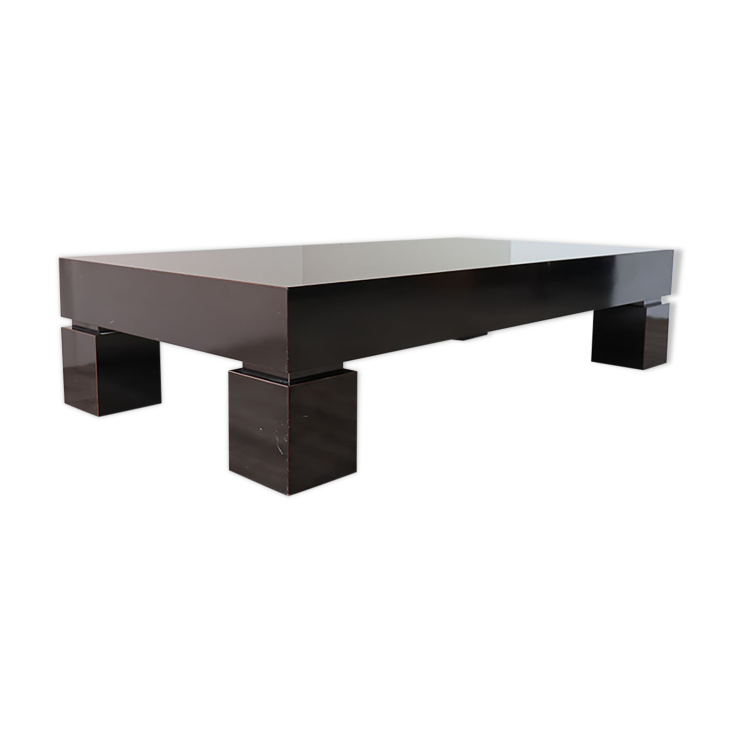 Modernist coffee table in black lacquered wood 1970
