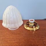 Art Deco ceiling light in transparent satin glass, 1920s-30s