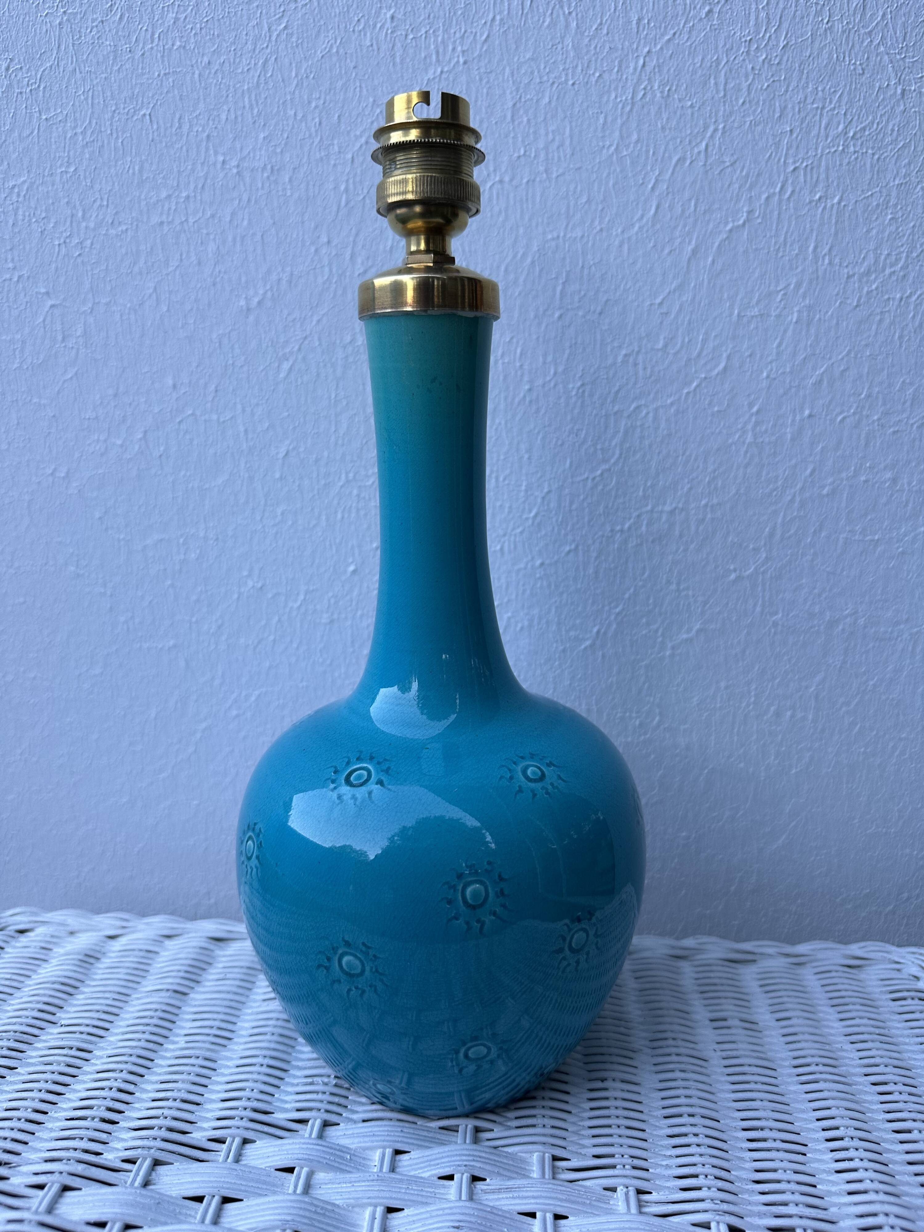 English ceramic lamp base Burmantofts Pottery England, 1880