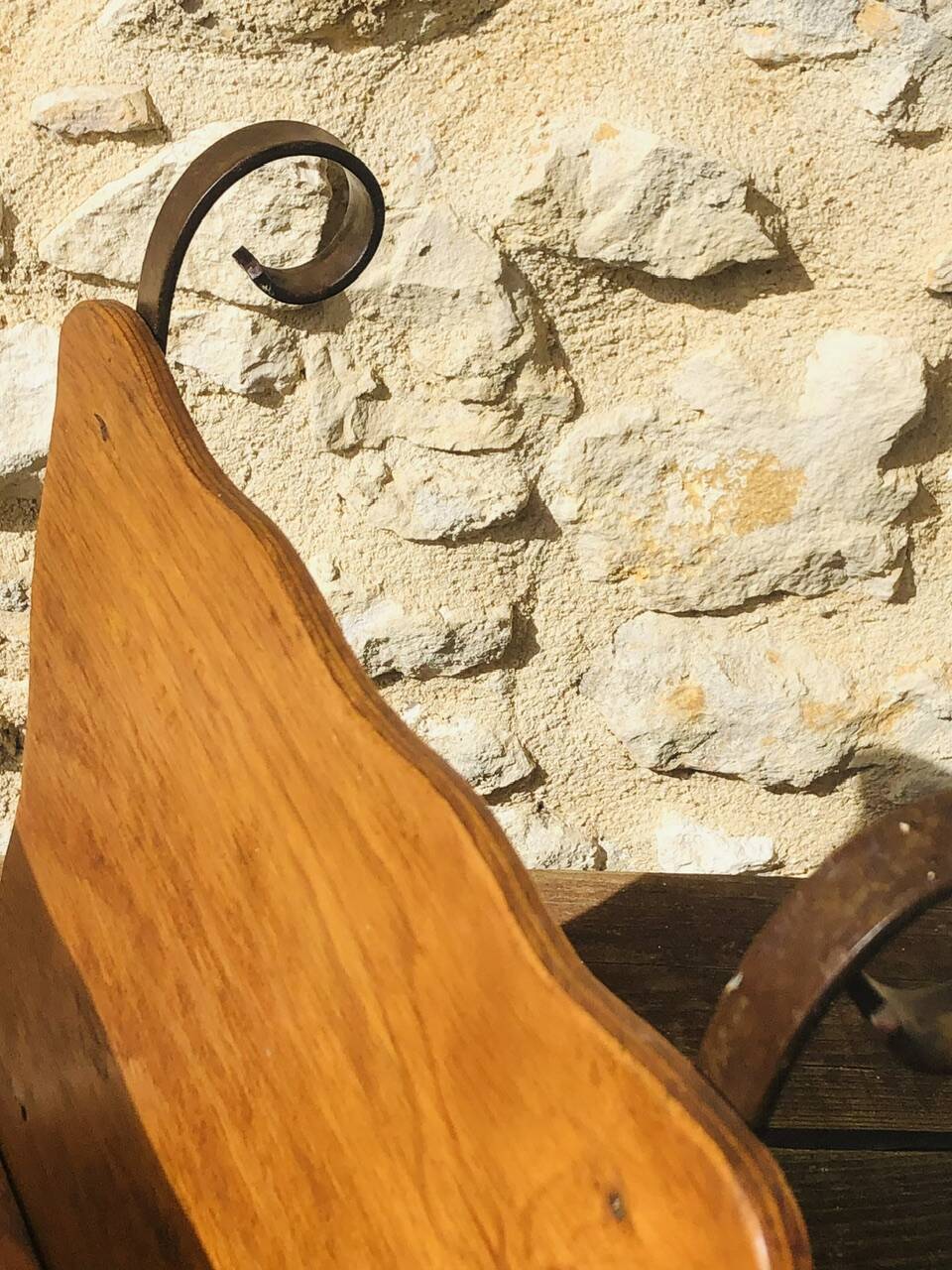 Vintage wooden and wrought iron magazine rack circa 1950s