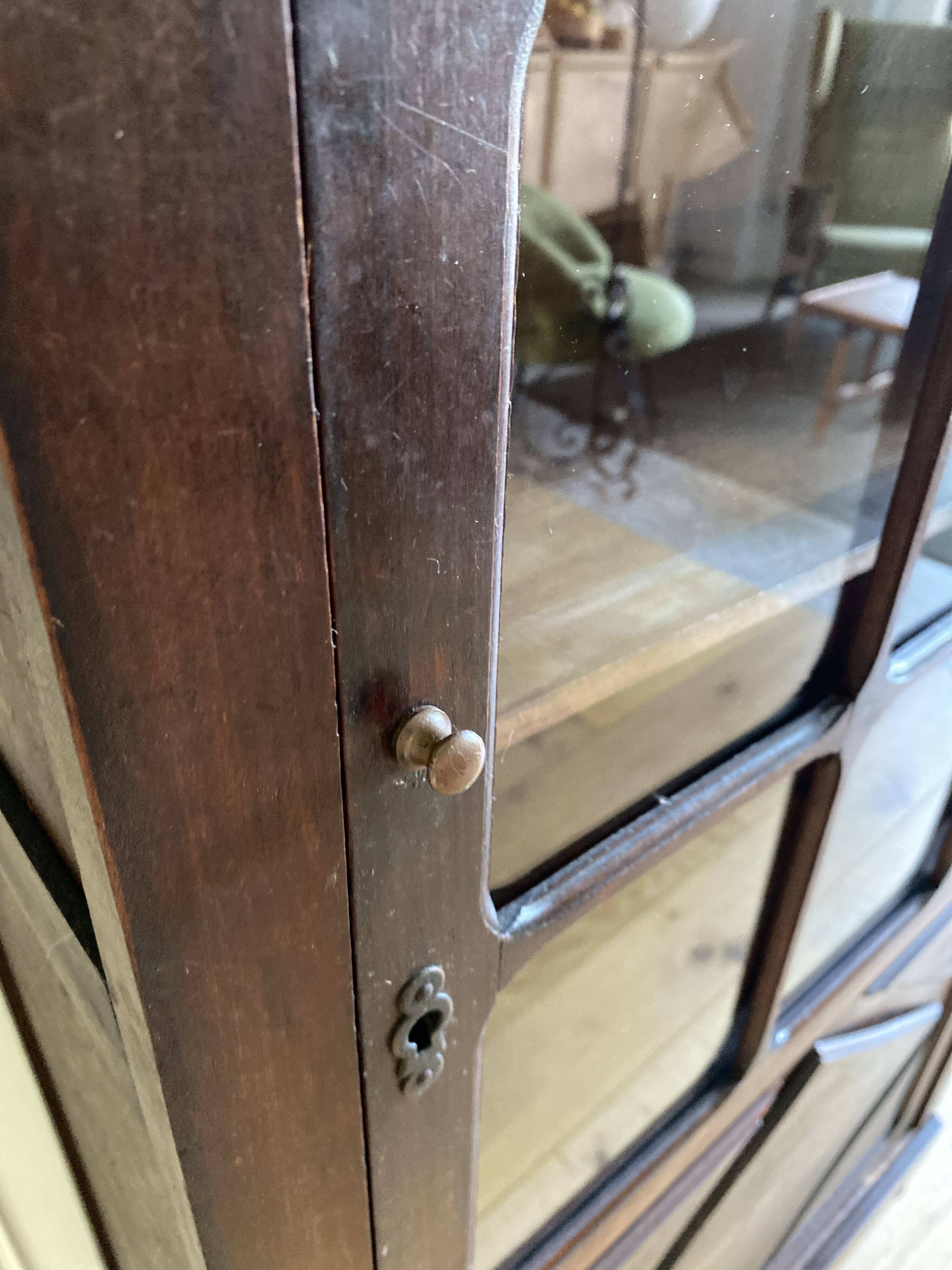 Parisian cupboard Bookcase Bonnetière glazed with small vintage tiles