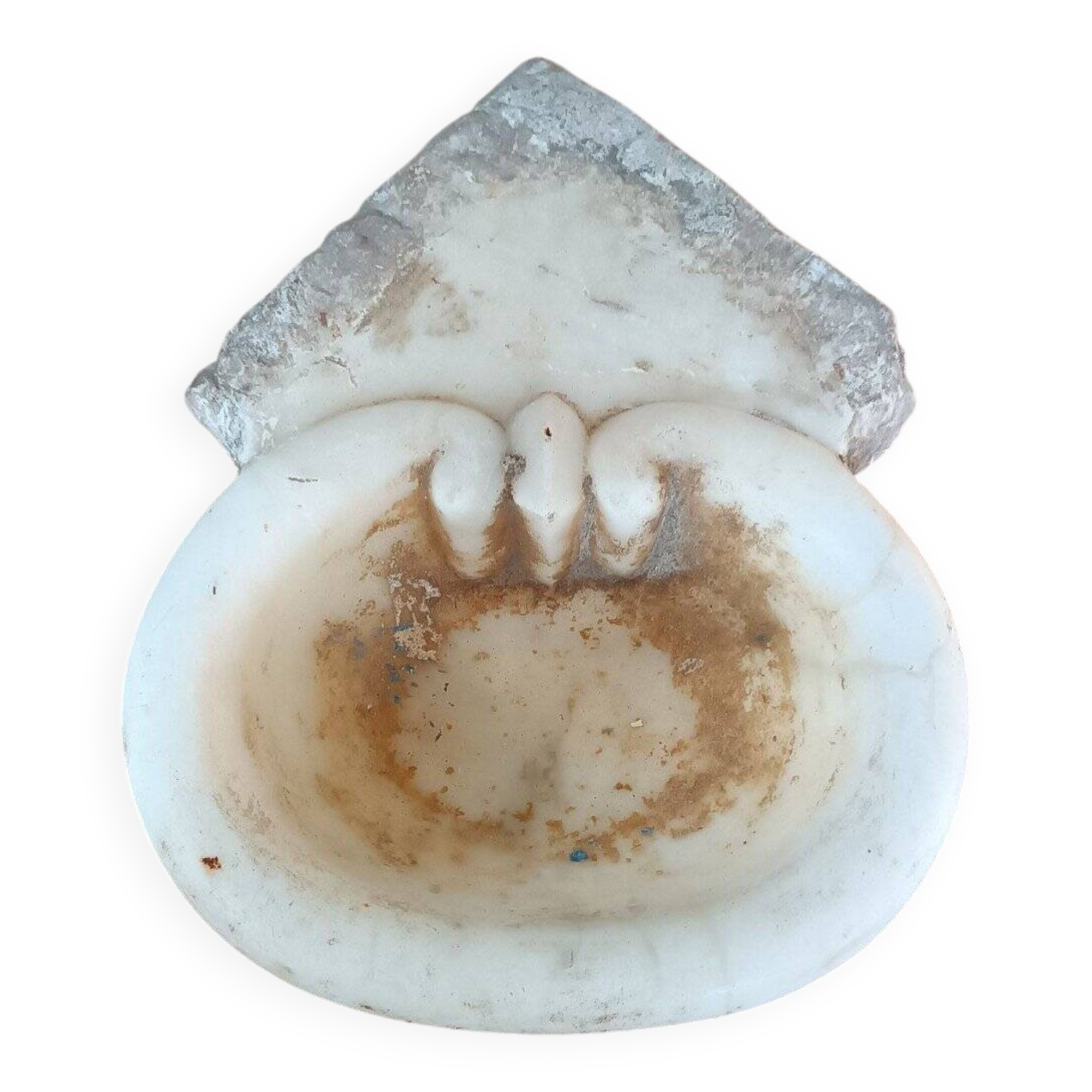 Antique holy water font in Italian Baroque marble